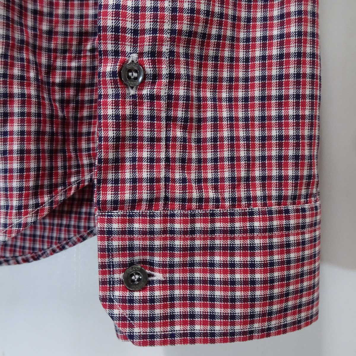 グッチ コットンチェック 長袖シャツ 39レッド 307635 Z3694 メンズ