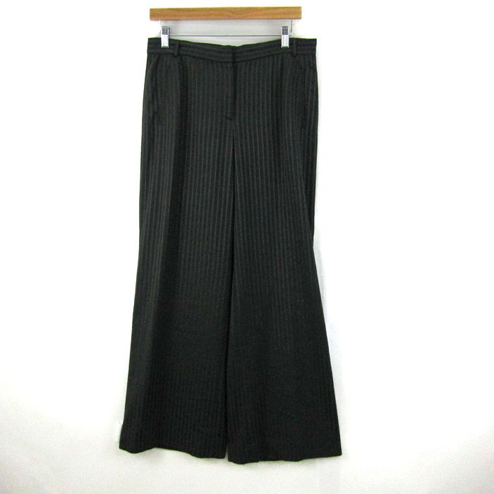 アルマーニコレッツォーニ ワイドパンツ ボトムス ストライプ柄 イタリア製 レディース 42サイズ グレー ARMANI COLLEZIONI