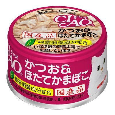 いなば CIAO ホワイティ かつお＆ほたてかまぼこ 85g×48缶