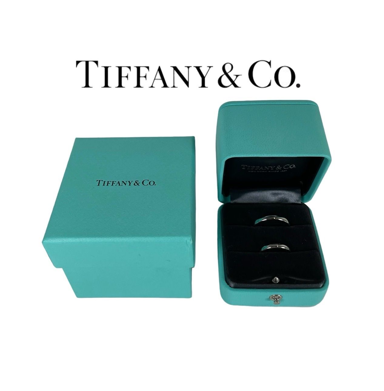 【中古品】TIFFANY&CO. ティファニー ペアリング プラチナ PT950  イニシャルあり