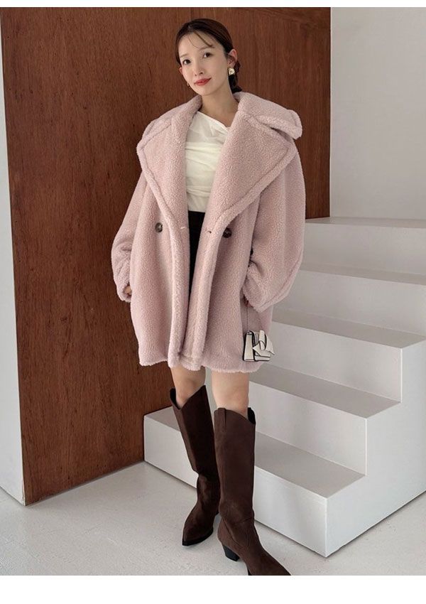 25秋冬 ECOPELボアミドルコート