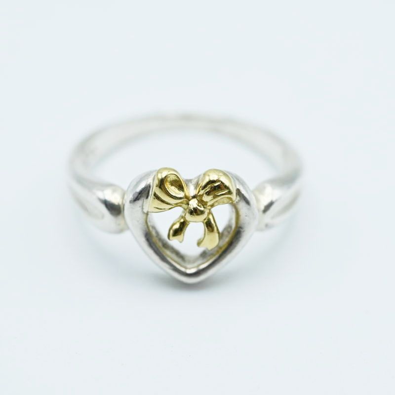 M04-k005 TIFFANY＆Co. ティファニー ハート/リボン SV925/750YG  