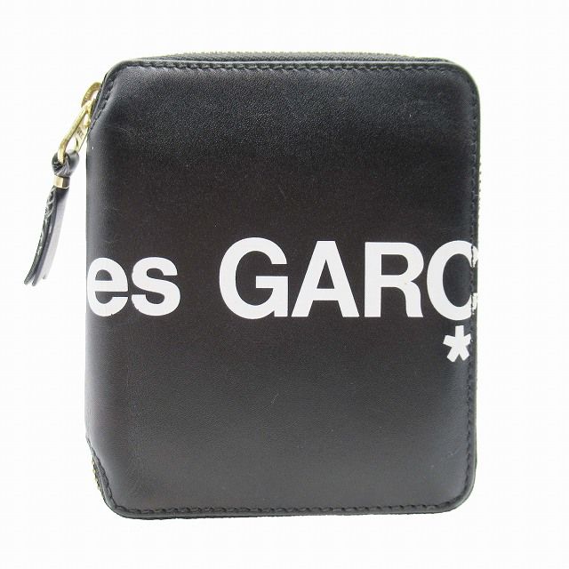 コムデギャルソン COMME des GARCONS HUGE LOGO WALLET SA2100HL 二つ折り 財布 ラウンドジップ ビッグロゴ  ウォレット 小銭入れ有 カウハイド 黒 ブラック ゴールド 8Z-T021-051-1-1/○Y01 - メルカリ