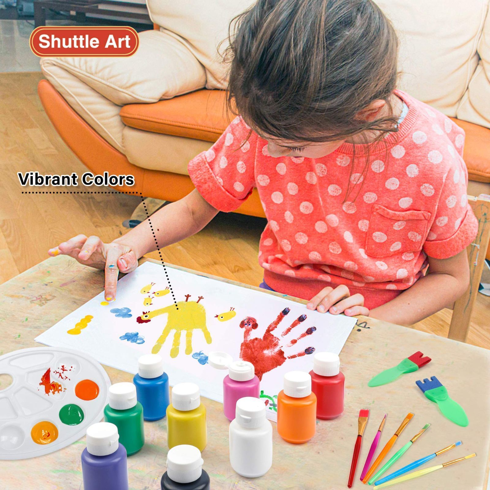 人気商品】Shuttle Art洗えるフィンガーペイントセット、子供用絵の具