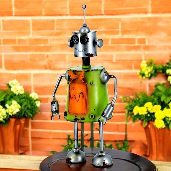 大きなロボット ブリキ製 ガーデニング レトロ お庭づくり 園芸 オブジェ 置物 インテリア ディスプレイ かわいい 46005