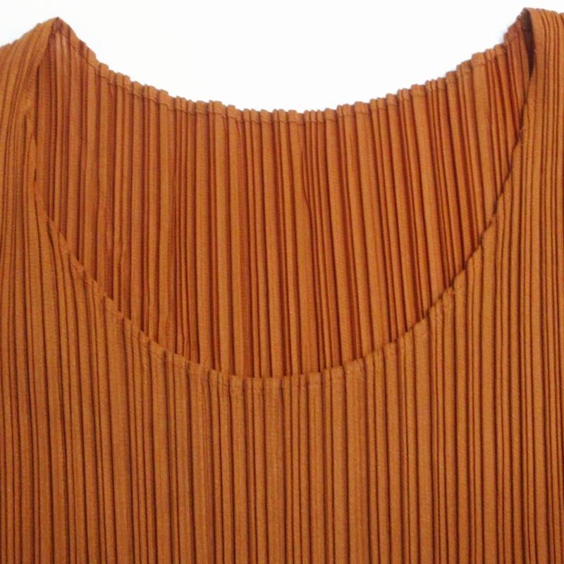 プリーツプリーズ PLEATS PLEASE イッセイミヤケ 90's 96AW チュニック カットソー ノースリーブ F 茶 ブラウン PP63-JK600 プリーツプリーズ PLEATS PLEASE イッセイミヤケ 90's 96AW