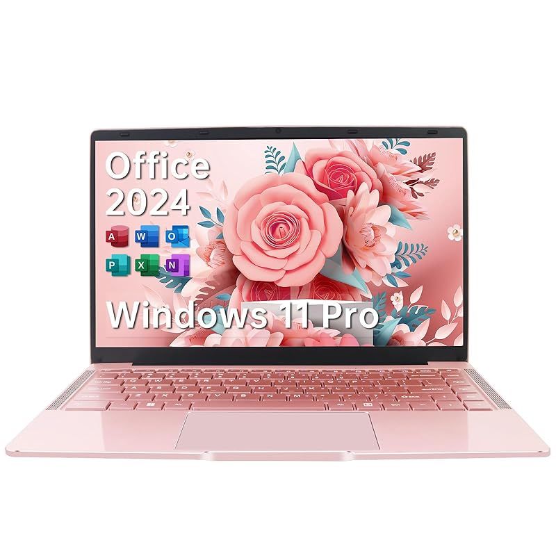 ESBOOKノートパソコン MS Office 2025搭載-Windows 11 Pro 14インチIPS液晶|1920×1080FHDディスプレイ カメラ付き|薄型PCノート高性能CPU|初期設定不要|8Gメモリ|無線LAN|大容量SSD|初心者向け 1