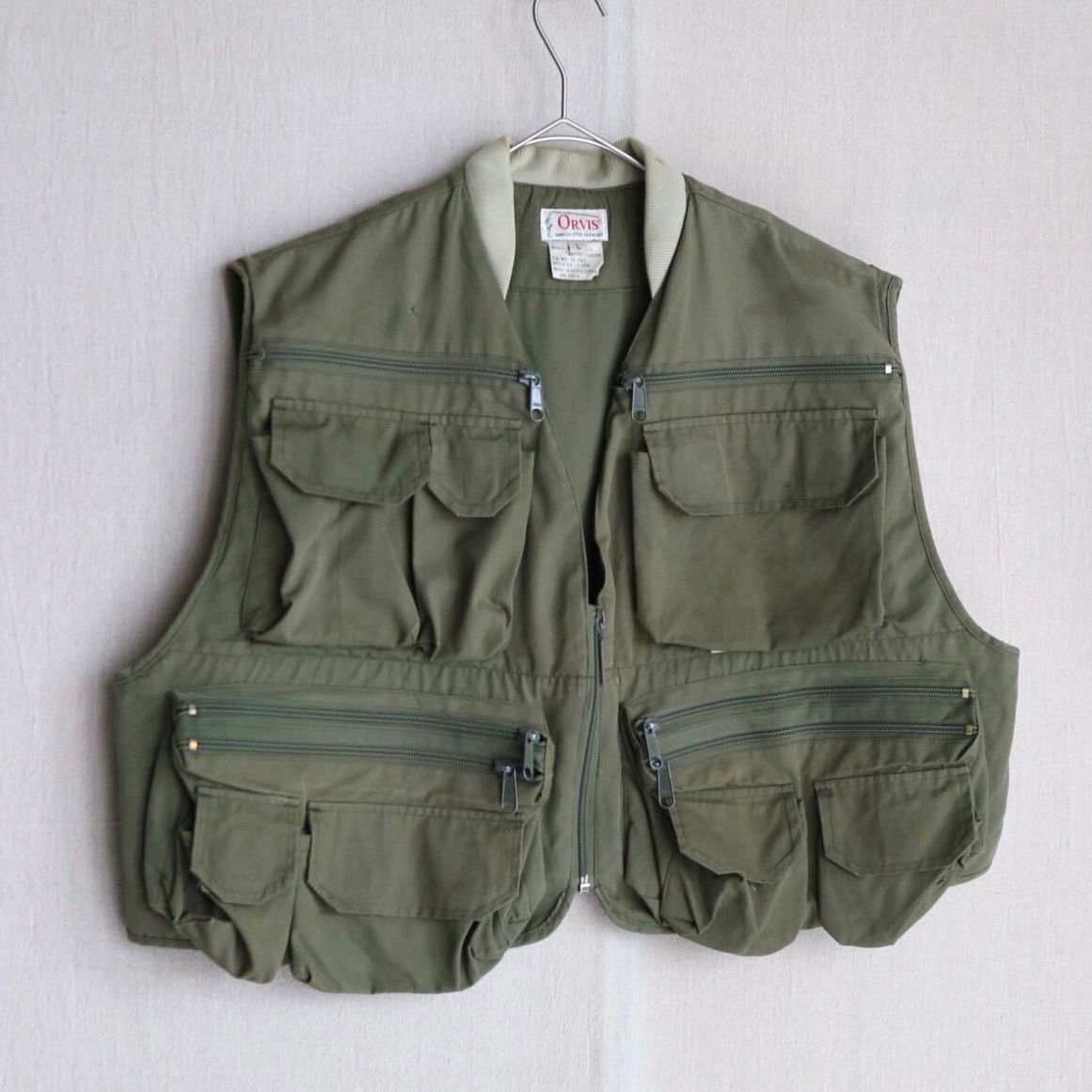 80s ORVIS フィッシング ベスト / L コットン ポリ カーキ ベージュ アウトドア ハンティング USA ビンテージ O4-09058-9319