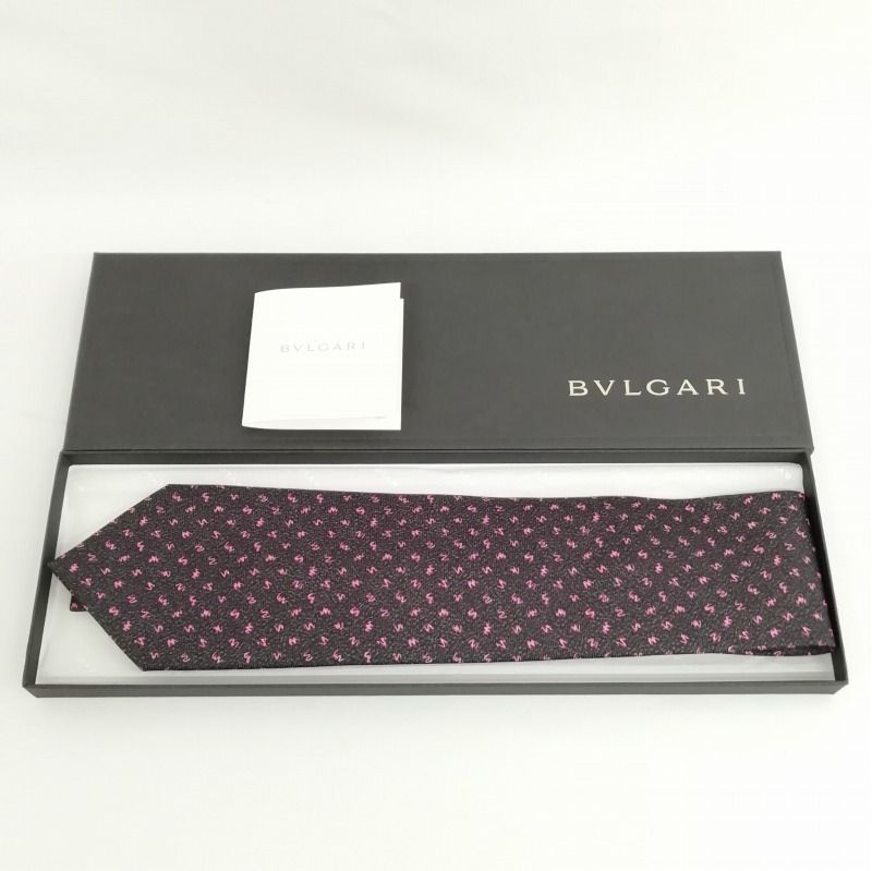 ブルガリ BVLGARI 総柄 ネクタイ セッテピエゲ セブンフォールド