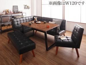 ダイニングセット（テーブルu0026ソファ ベンチ チェア） 古木風 ヴィンテージ カフェスタイル リビングダイニング 6人 5点セット(テーブル+ソファ1脚+アームソファ1脚+チェア1脚+ベンチ1脚) 