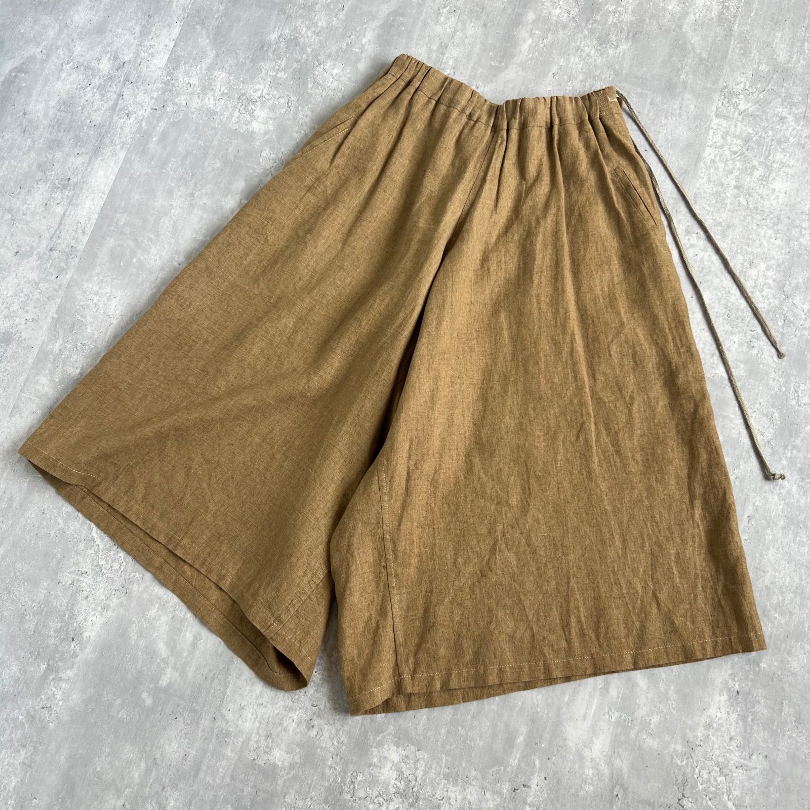 Y s ワイズ ヨウジヤマモト リネン ワイドスカートパンツ Brown ナチュラル 1サイズ TD-P23-301 日本製
