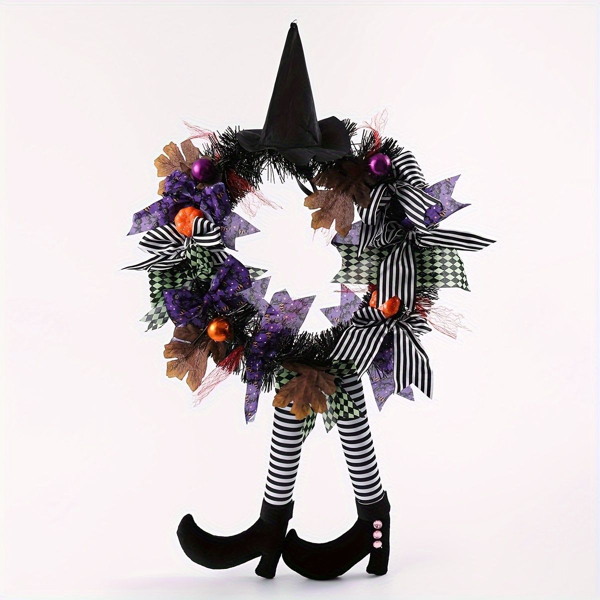 ハロウィンリース ドアリース 魔女の帽子と足 感謝祭 花輪 ハロウィン