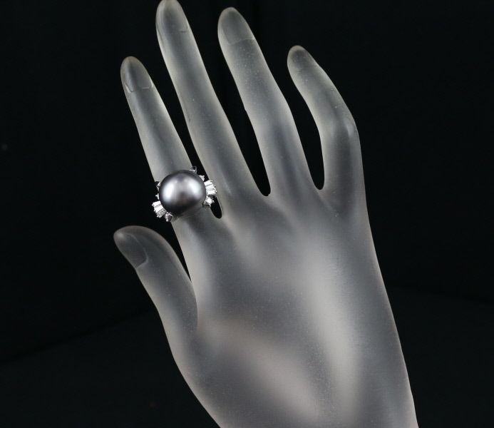 TASAKI タサキ リング ブラックパール 真珠 14.5mm ダイヤ ダイヤモンド 0.59ct 10号 Pt900 保証書 限界値下げ品