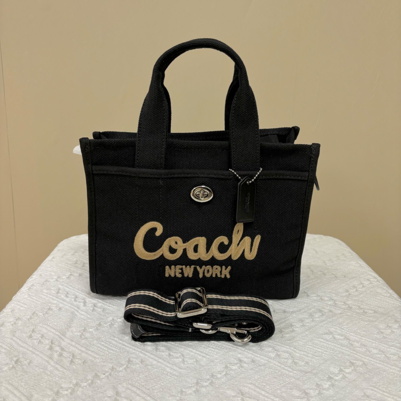 COACH コーチ キャンバス カーゴ トート 26 ブラック