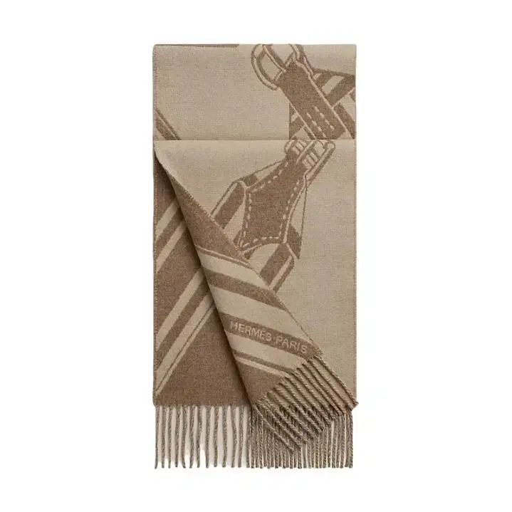 HERMES（エルメス) Sangles en ジグザグ カシミヤ マフラー H394808T  