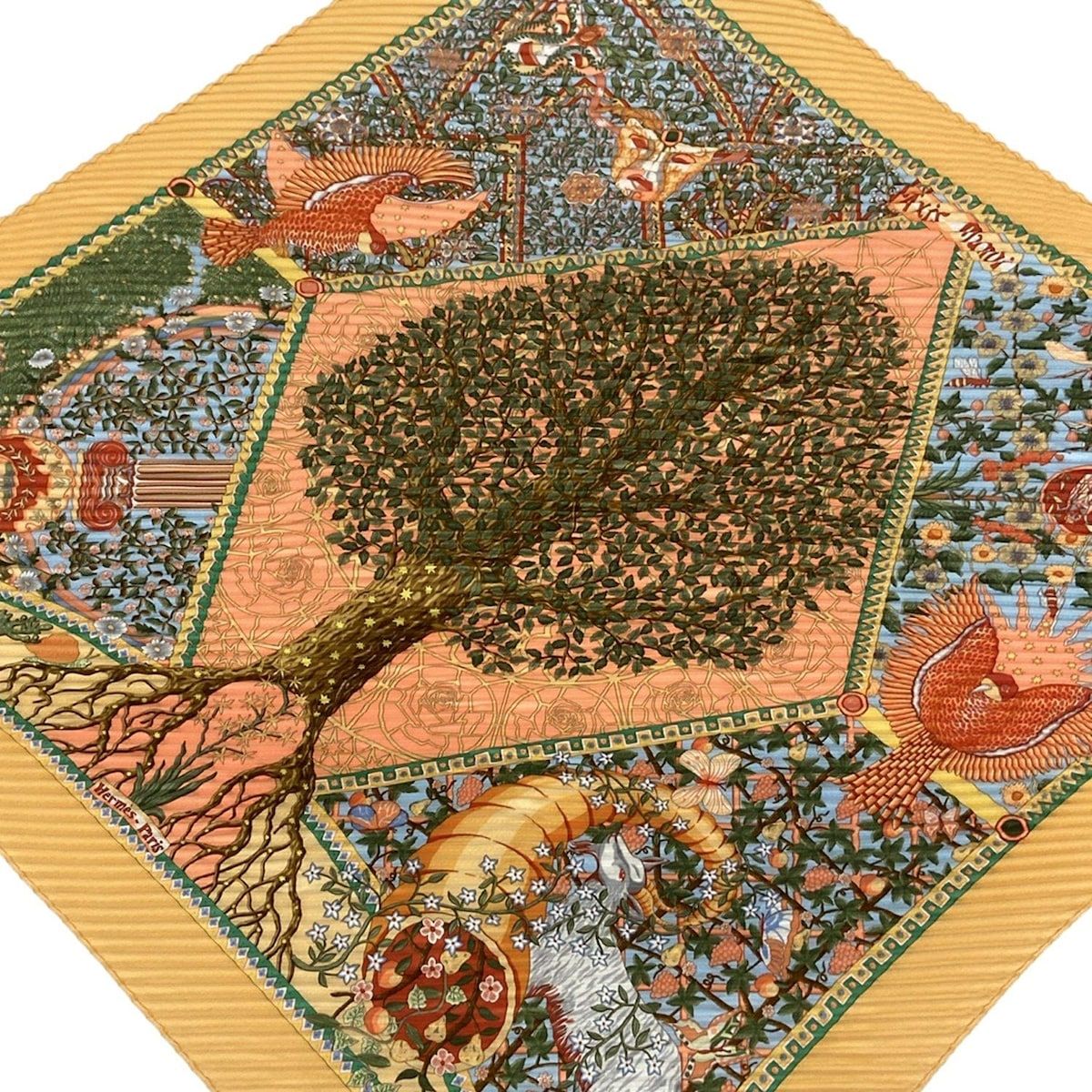★エルメス プリーツカレ Axis Mundi 世界の中心軸 HERMES ★ HERMES エルメス プリーツスカーフ 『AXIS MUNDI（世界の中心軸