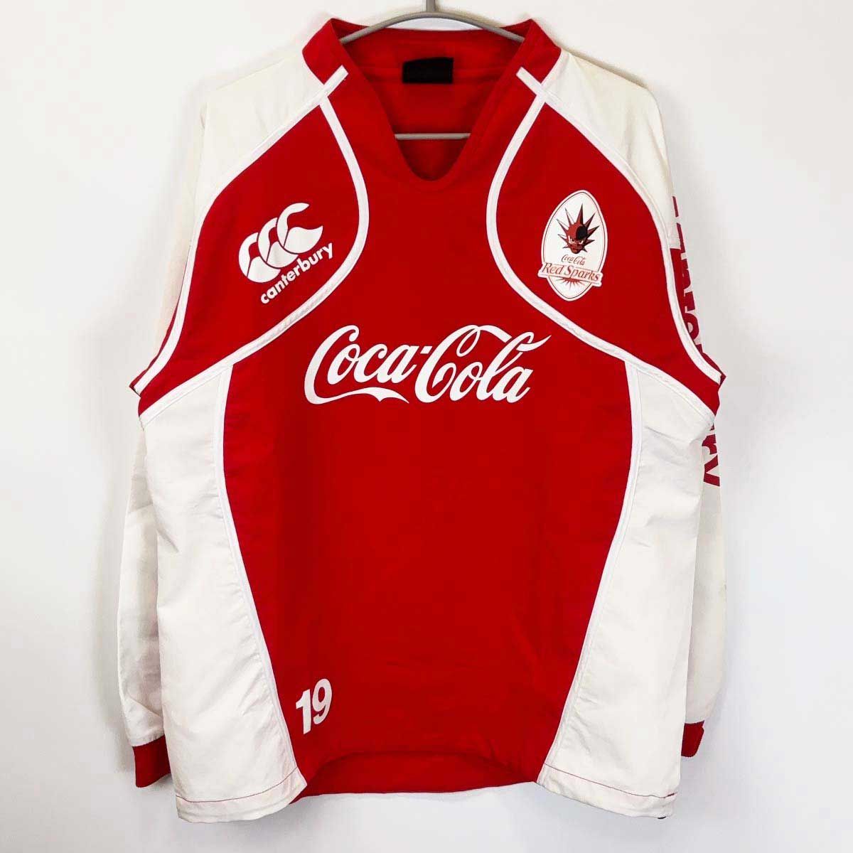 上下セット カンタベリー コカ コーラ レッドスパークス ウォームアップウェア 19 選手実使用 ピステ L CANTERBURY ラグビー トップチャレンジリーグ