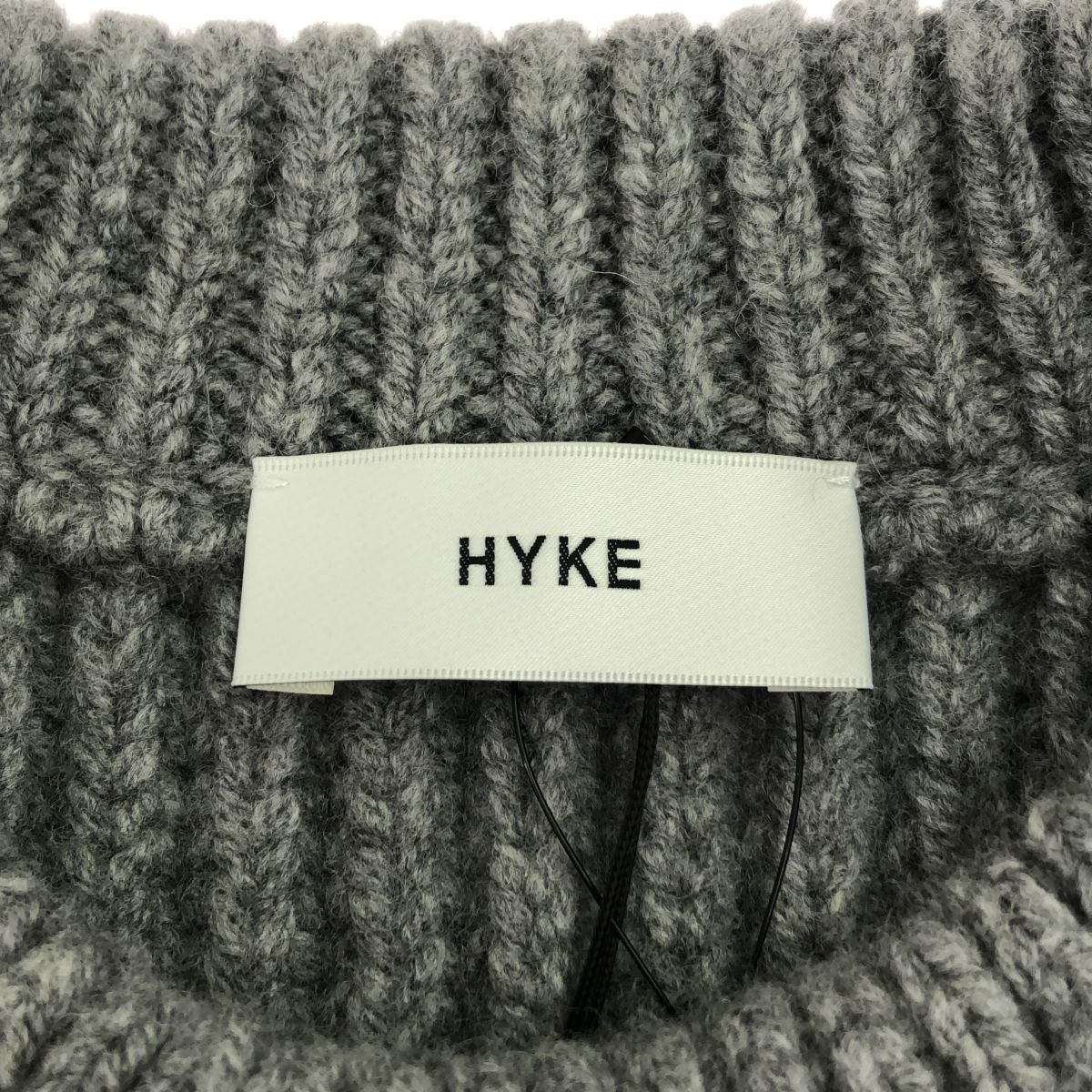 HYKE ハイク グレー フリンジ リブ ノースリーブ ニット ベスト