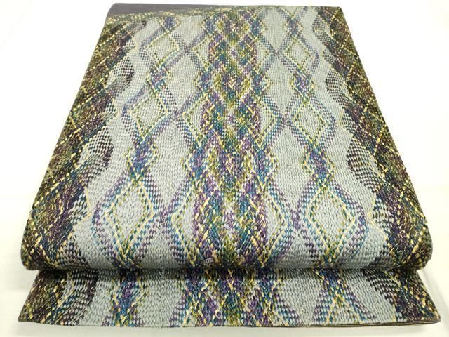 平和屋着物○つけ帯 組織 間道 金糸 正絹 逸品 未使用 DAAT0498ob