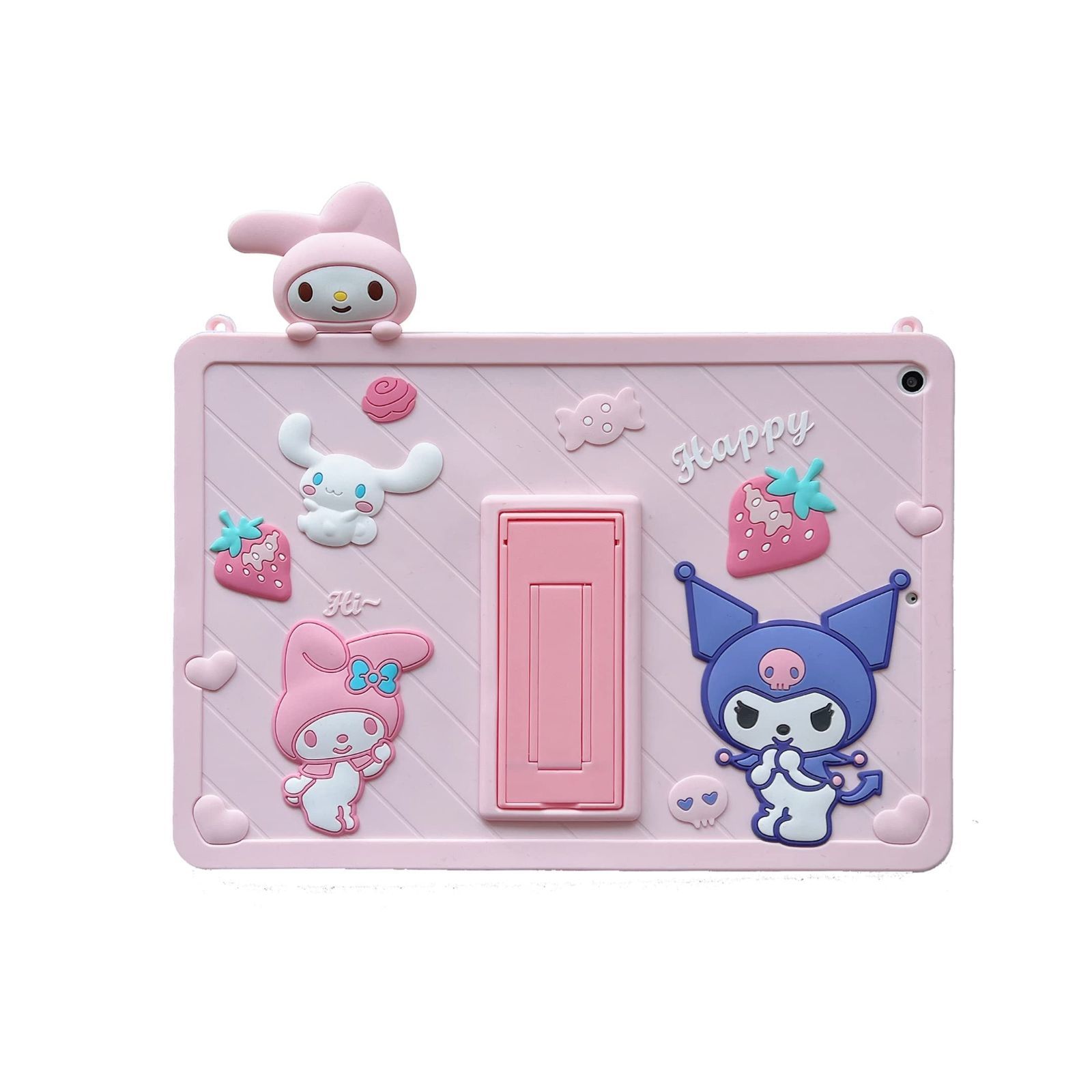 【人気商品】CrazyLemon 適用 iPad Air 2 ケース iPad Pro 9.7インチ 2016 ケース 可愛い アニメ ピンク うさぎ 人形 デザイン ショルダー ストラップ スタンド機能 付き 薄型 軽量 ソフト シリコーン ア