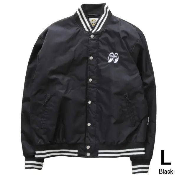 在庫あり MOONEYES ムー ンアイズ VIRSITY JACKET スタジ アムジャンパー OMJ-044 ブラッ ク Lサイズ