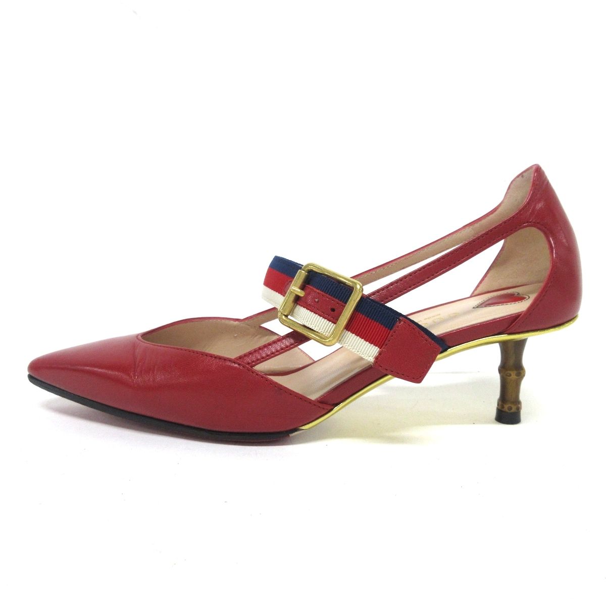 GUCCI(グッチ) パンプス 35 レディース バンブー レッド×アイボリー GUCCI(グッチ) パンプス 35 レディース バンブー レッド×アイボリー