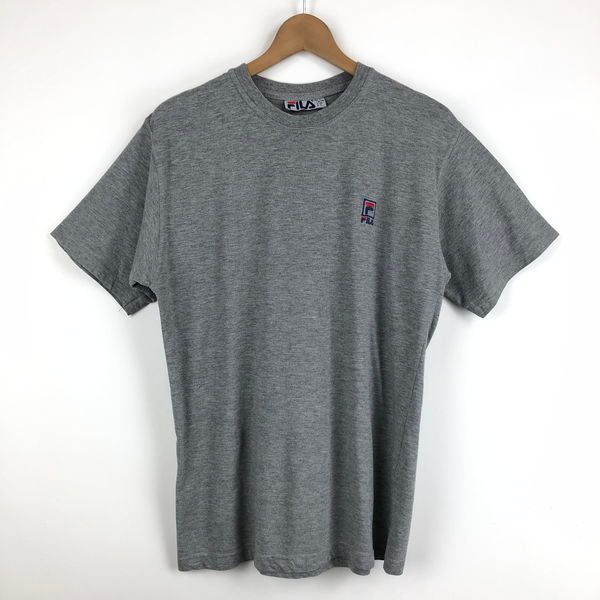 【古着】 FILA フィラ Tシャツ 無地 ワンポイント ヴィンテージ グレー系 メンズS 【中古】 n054867