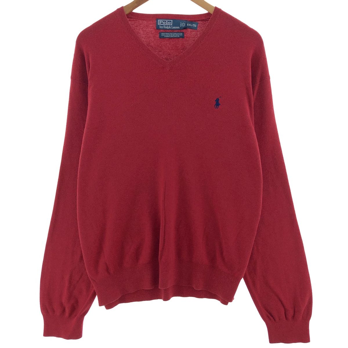 古着 ラルフローレン Ralph Lauren POLO by Ralph Lauren Vネック コットンニットセーター メンズXXL相当/eaa380722