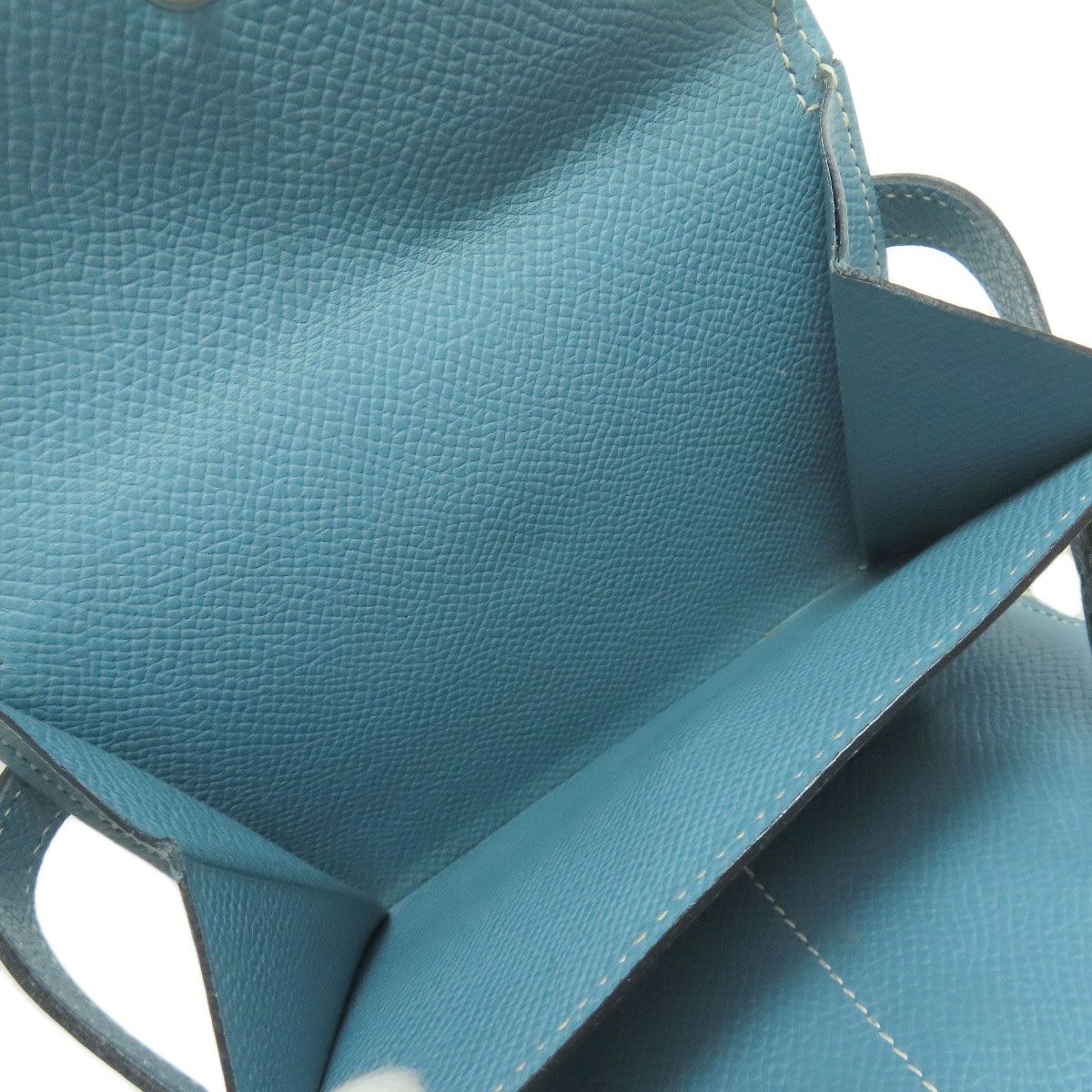 HERMES エルメス ケリーウォレットコンパクト ブルージーン シルバー