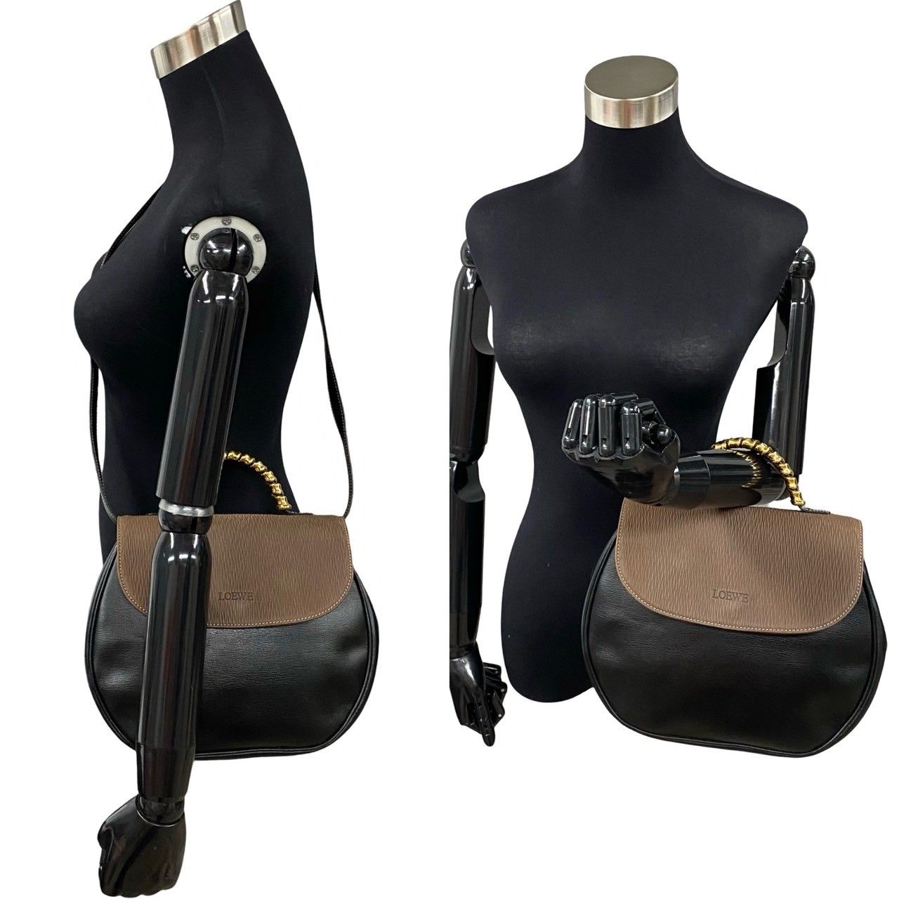 ほぼ未使用 袋付き LOEWE ロエベ ベラスケス ロゴ レザー 本革 2way  