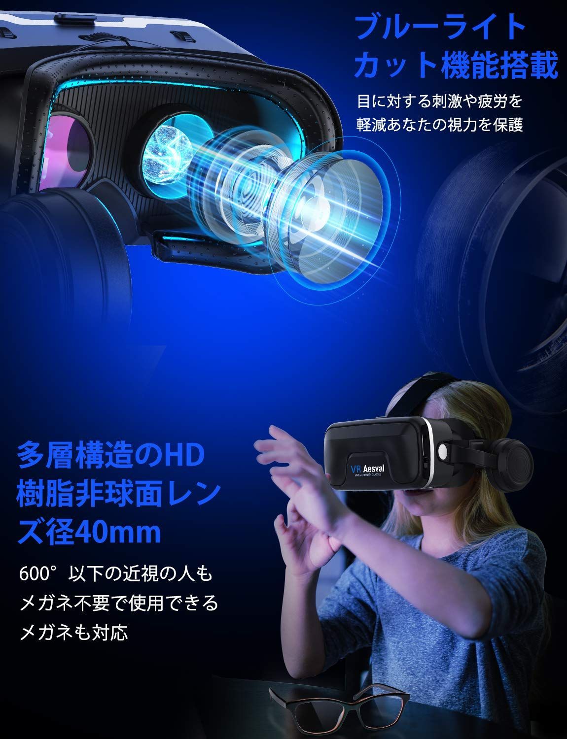 VRゴーグル VRヘッドセット VRヘッドマウントディスプレイスマホ用 超