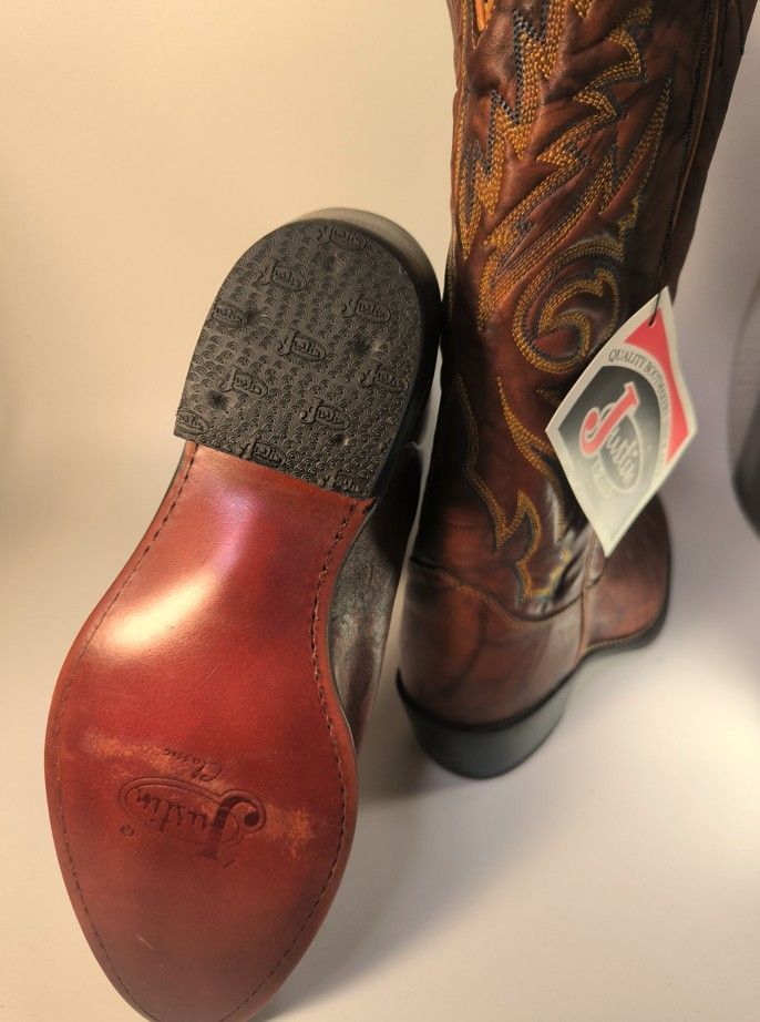 W 168 JUSTIN ジャスティンブーツ バック チェストナット 1560 ウエスタンブーツ サイズ7.5 D 25-25.5 cm 普通幅