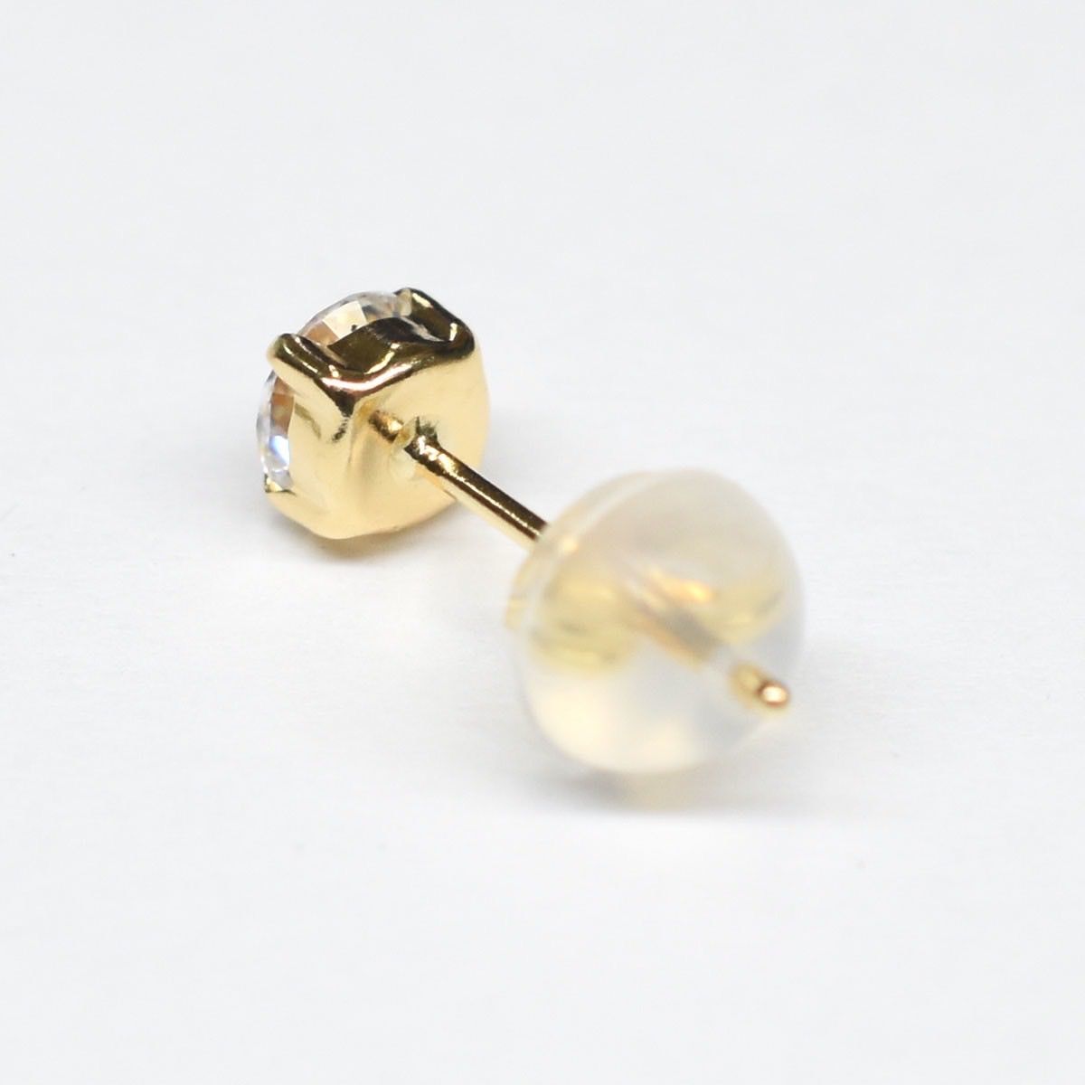 送料無料 k18ピアス 4mm CZダイヤ 片耳ピアス k18 18金ピアス k18刻印 
