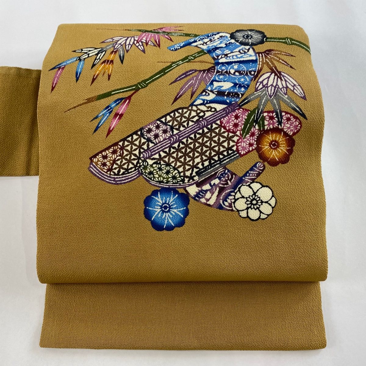 名古屋帯 落款入り 竹柄 久保田一竹 一竹工房 九寸名古屋帯 額縁 名古屋帯 落款入り 竹柄 久保田一竹 一竹工房 九寸名古屋帯 額縁