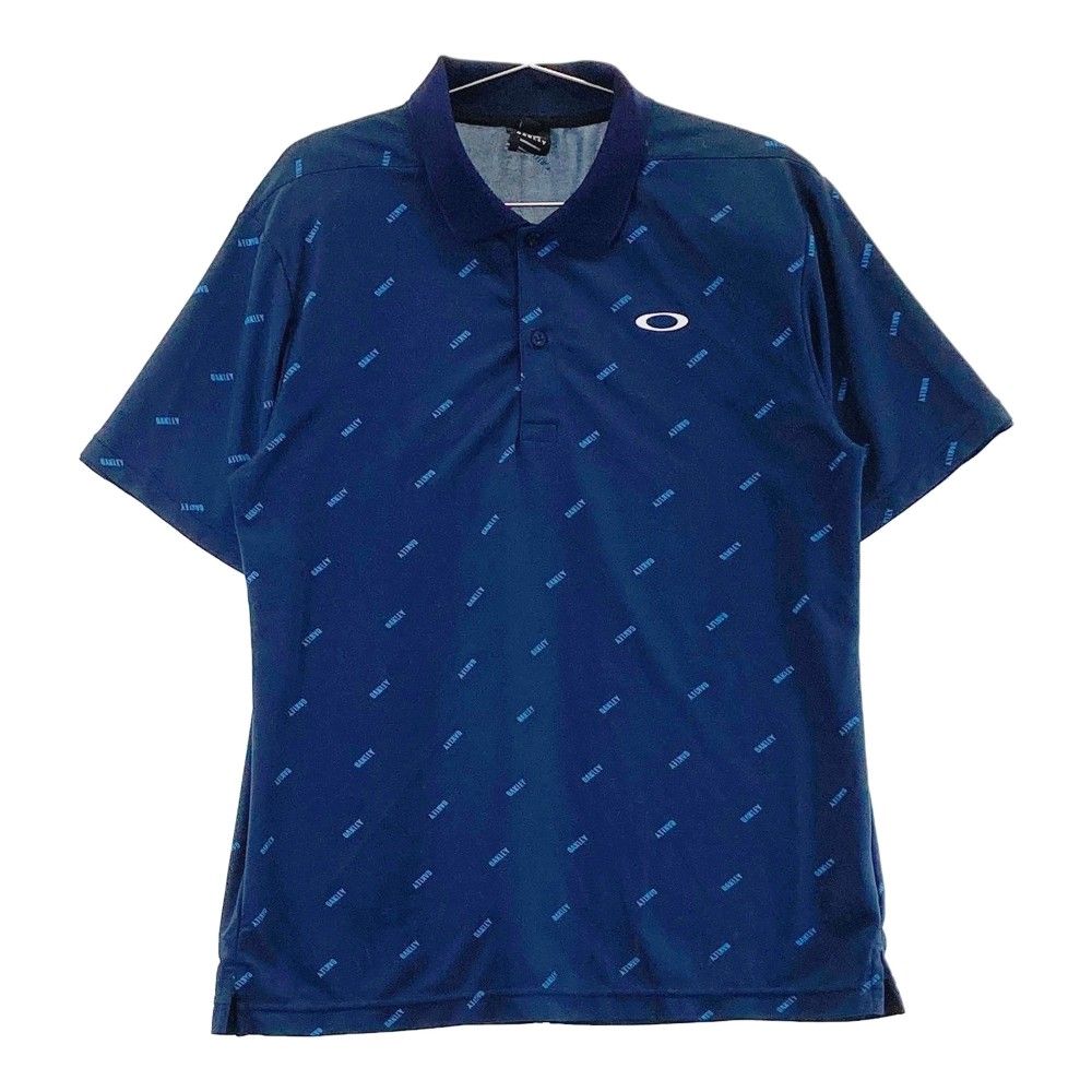 サイズ：2XL OAKLEY オークリー  半袖ポロシャツ ロゴ総柄 ネイビー系 [240101314634]# ゴルフウェア メンズ ストスト
