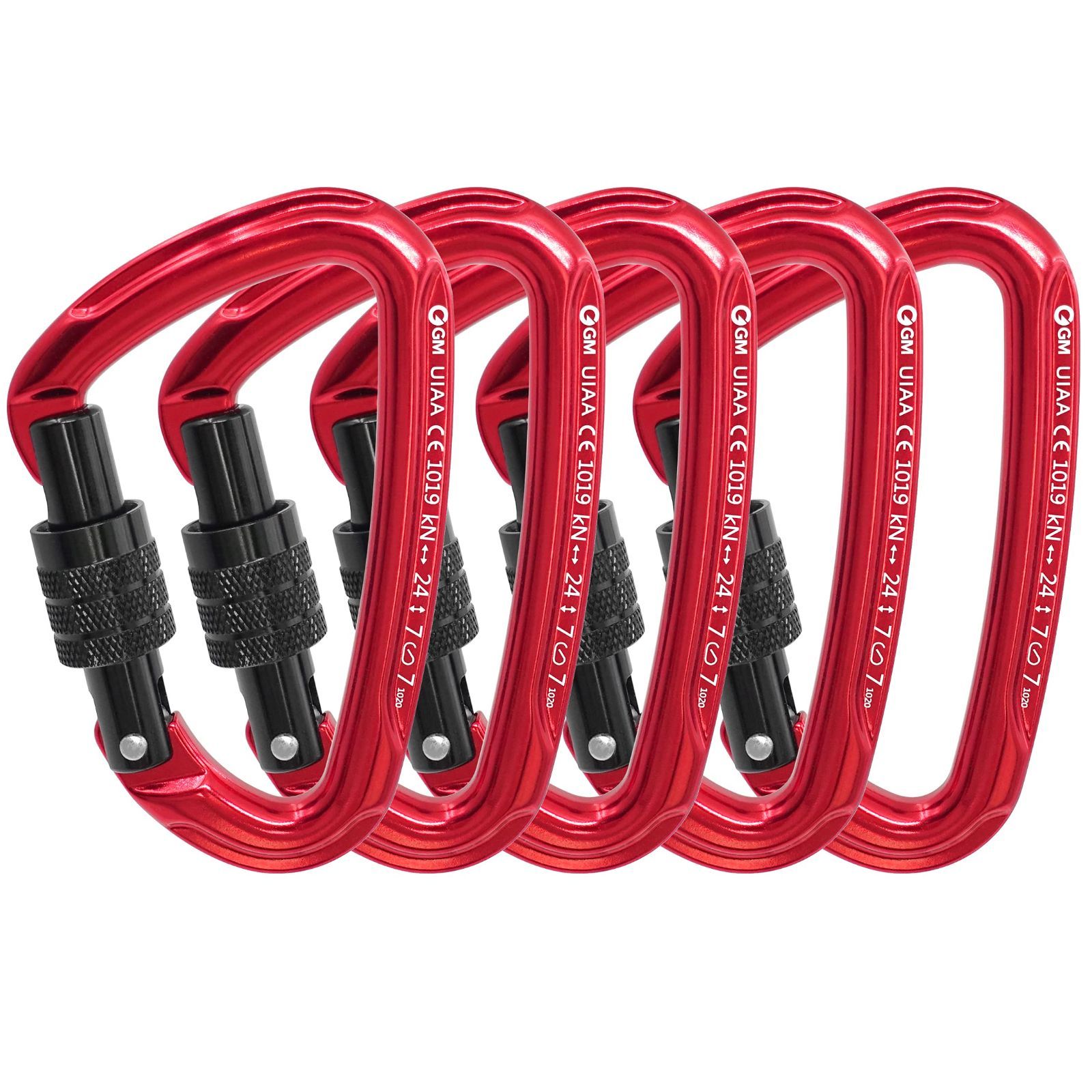 人気商品 クライミング 登山カラビナ コンパクトサイズ 小型 レスキュー 超軽量 53g 7075アルミニウム合金素材 ハイキング ロッキングカラビナ 24kN UIAA認証 アウトドア CE CLIMBING GM