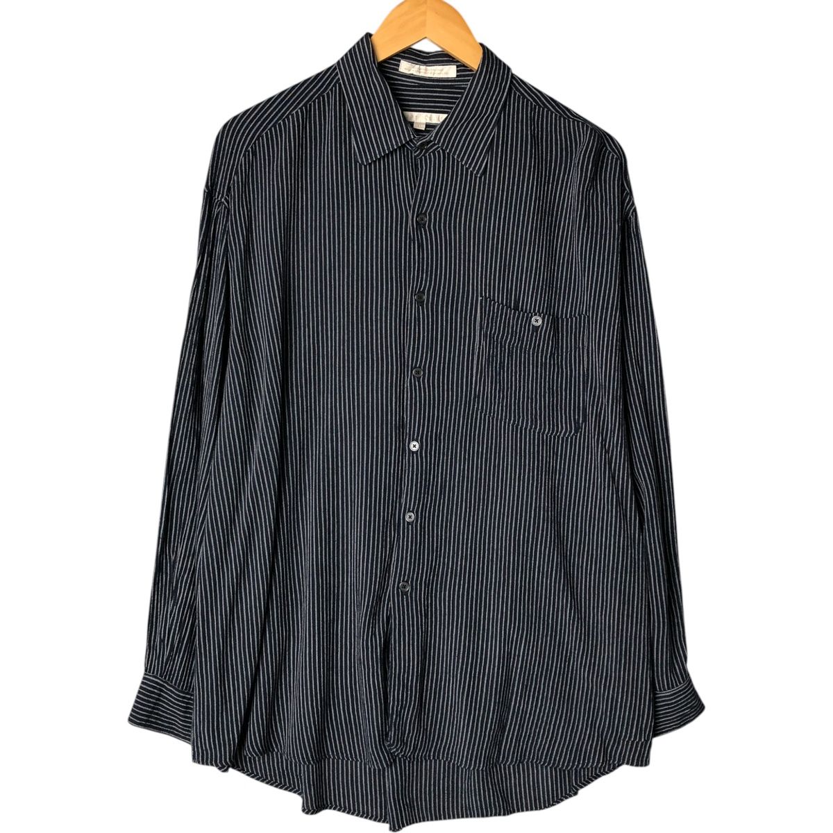 古着 ペリーエリス PERRY ELLIS ストライプ柄 長袖 レーヨン