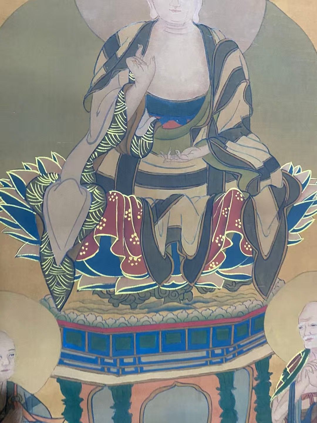 中国古美術.精品三尺中堂画.唐.呉道子仏像画.手描きの作品.実物