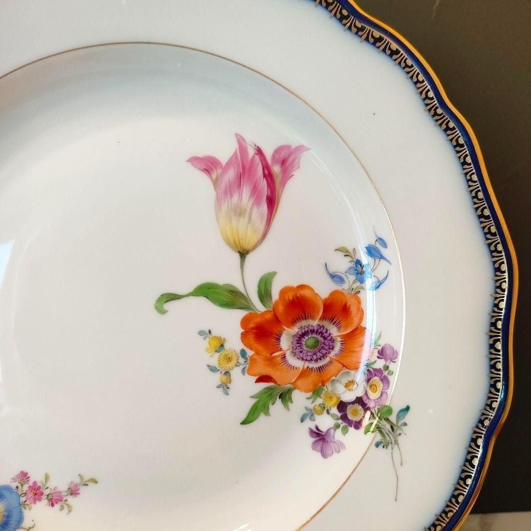 極美品☆ Meissen マイセン Aカンテ コバルト 金彩フラワーブーケ