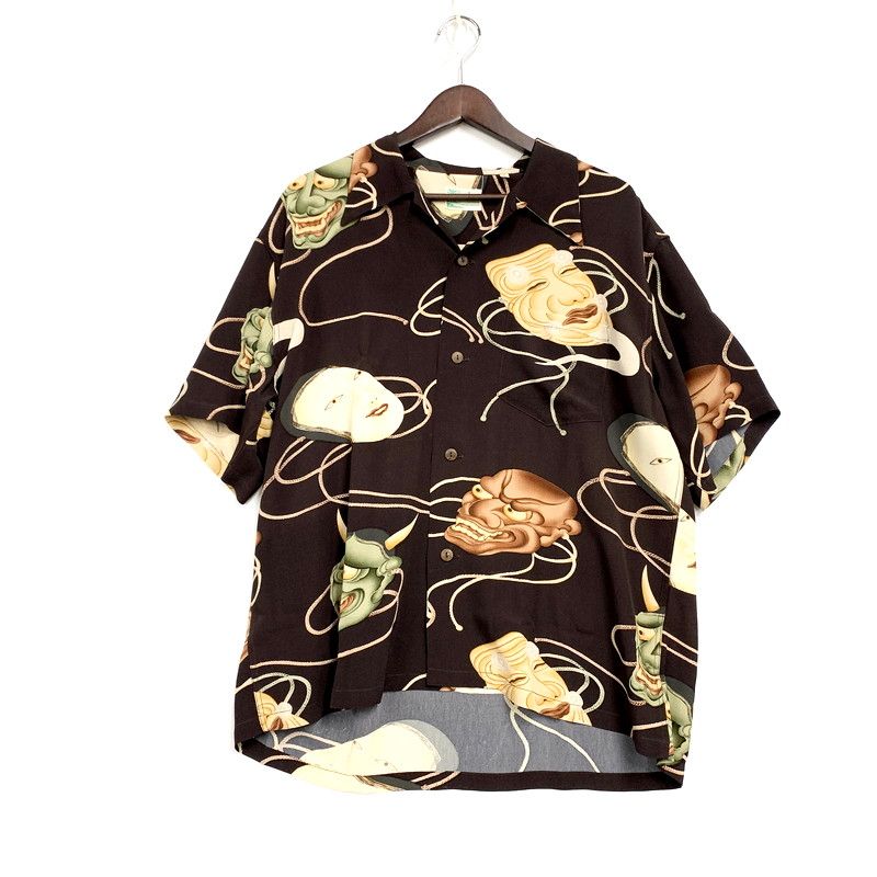SUN SURF SS36653 ROYAL HAWAIIAN SPECIAL EDITION NOH MASK RAYON ALOHA SHIRT ロイヤルハワイアン エディション 能面 アロハ 145-250529-ma-03-izu
