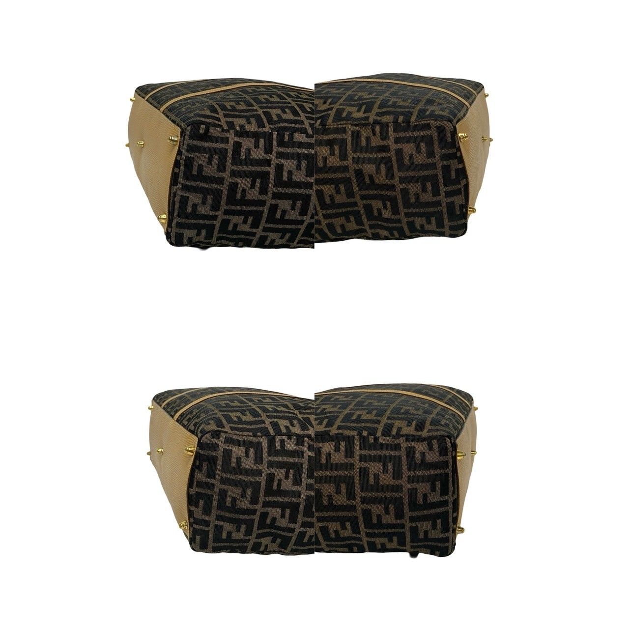 FENDI ズッカ　フェンディ ハンドバッグ　トートバッグ　ロゴ　FF レザー ✨美品✨フェンディ ハンドバッグ ズッカ柄 FFロゴ PVC×レザー