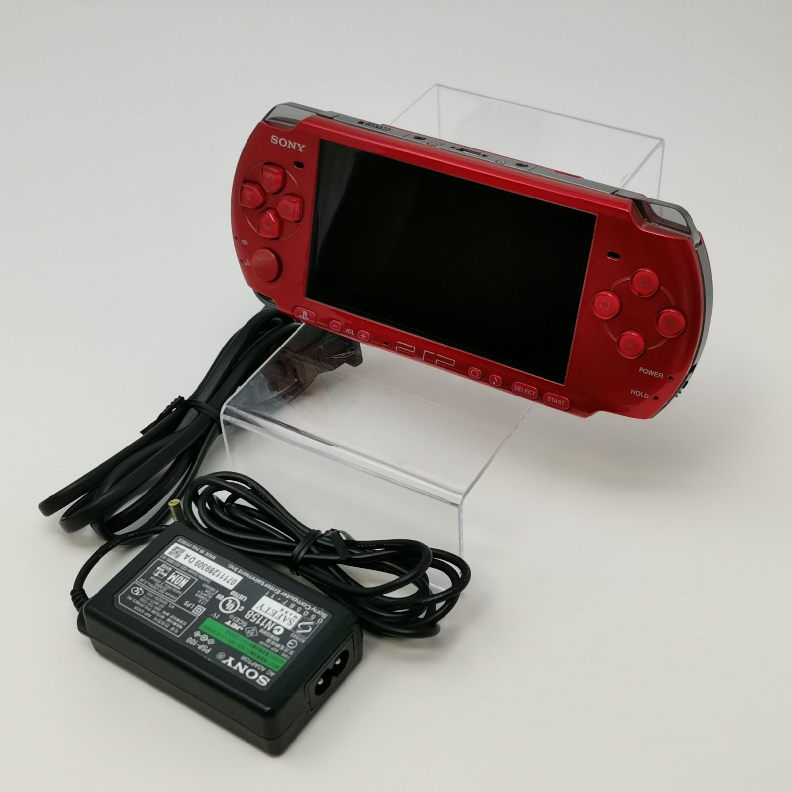 【動作確認済み】SONY PSP-3000 本体(レッド)充電器付き 裏蓋 色違い psp 3000 本体 レッド 充電器 ACアダプター付き
