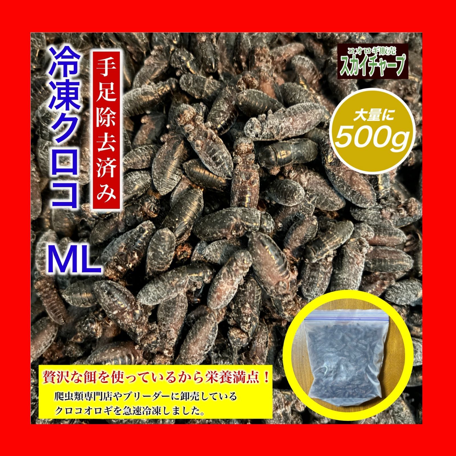 冷凍クロコML約1000匹500g冷凍コオロギ 冷凍クロコM約500匹125g冷凍コオロギ | 冷凍コオロギ通販