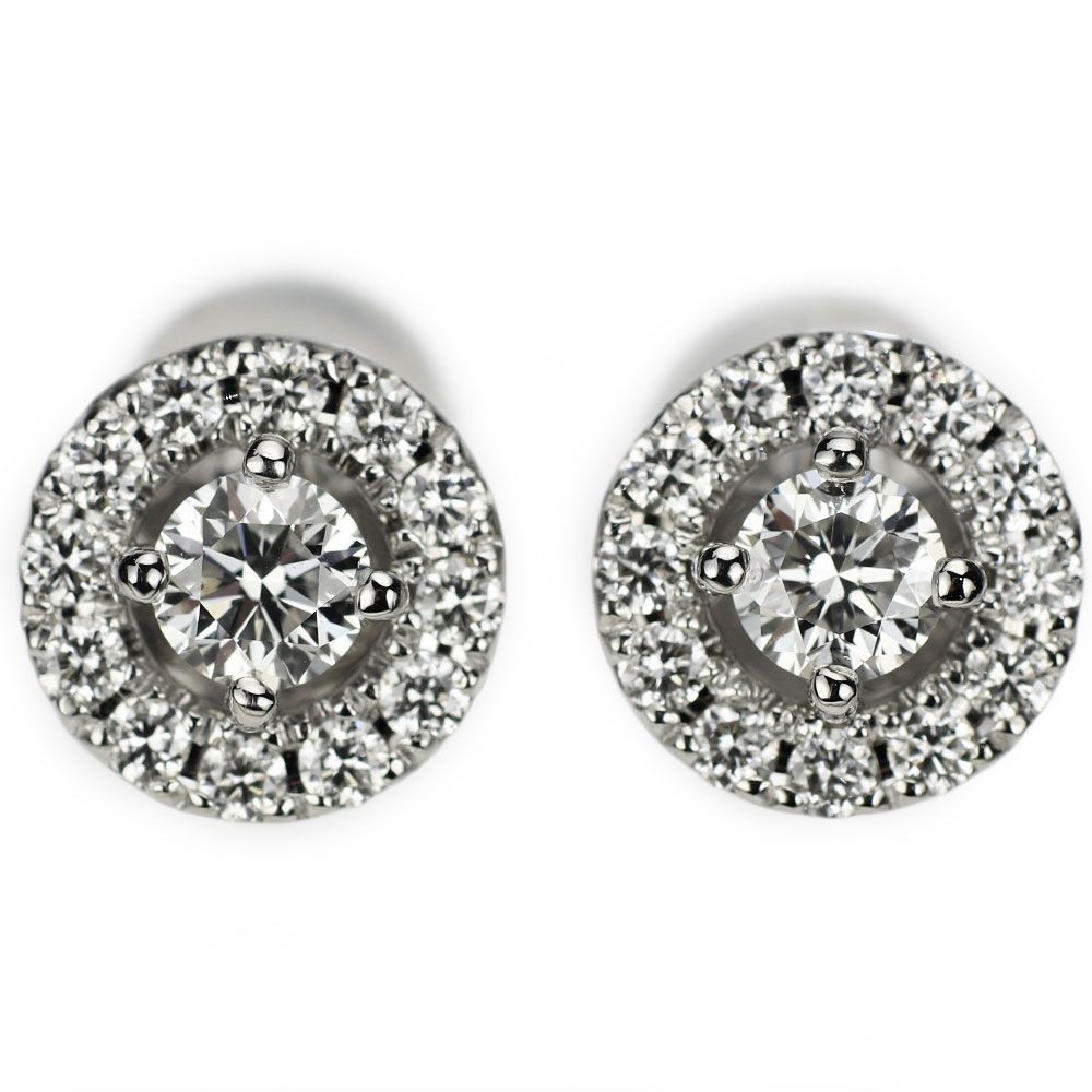 PT900 ソリティア ダイヤモンド ピアス 0.22CT 