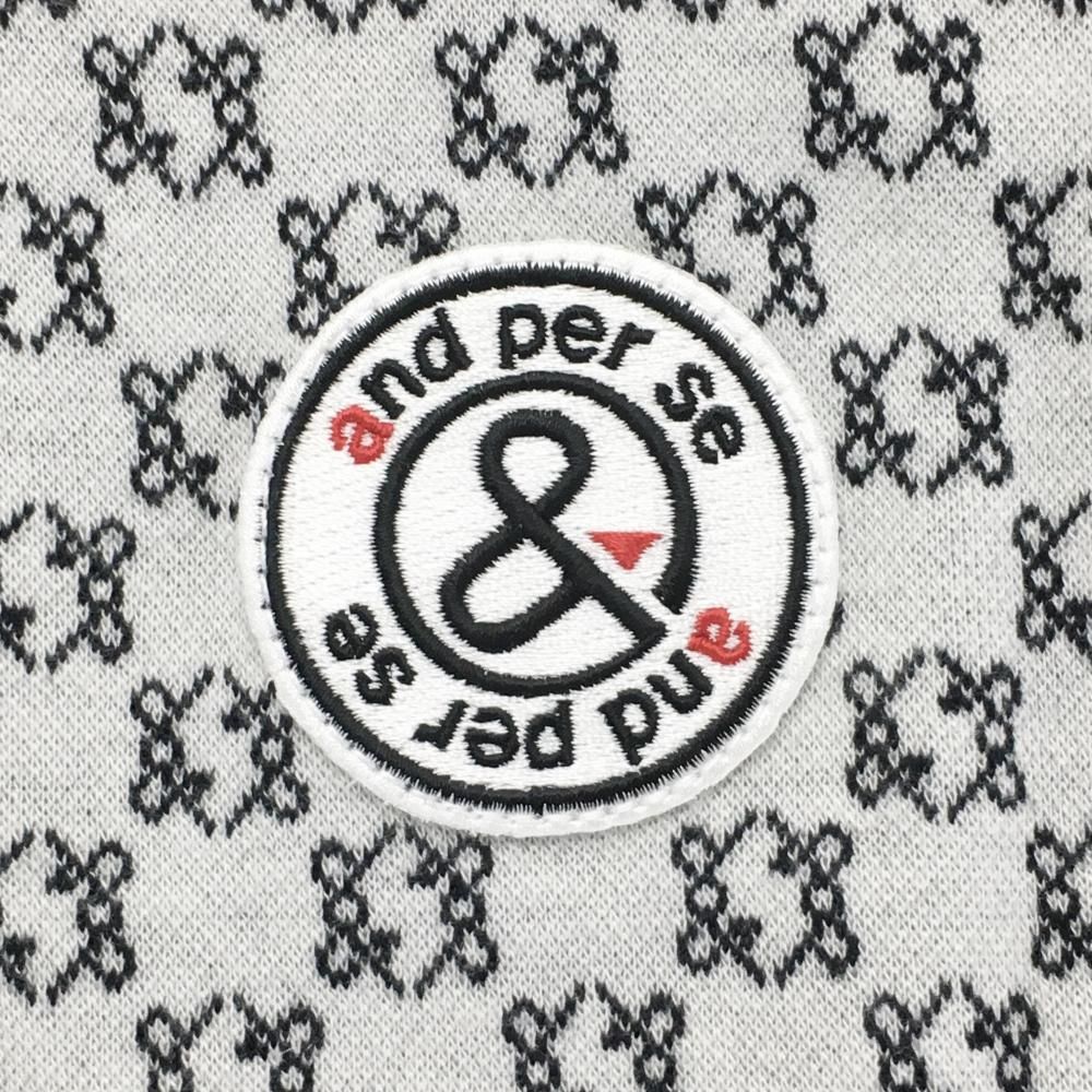 ☆SALE価格☆アンパスィ 長袖ハイネックシャツ 白×黒 総柄 厚手 メンズ