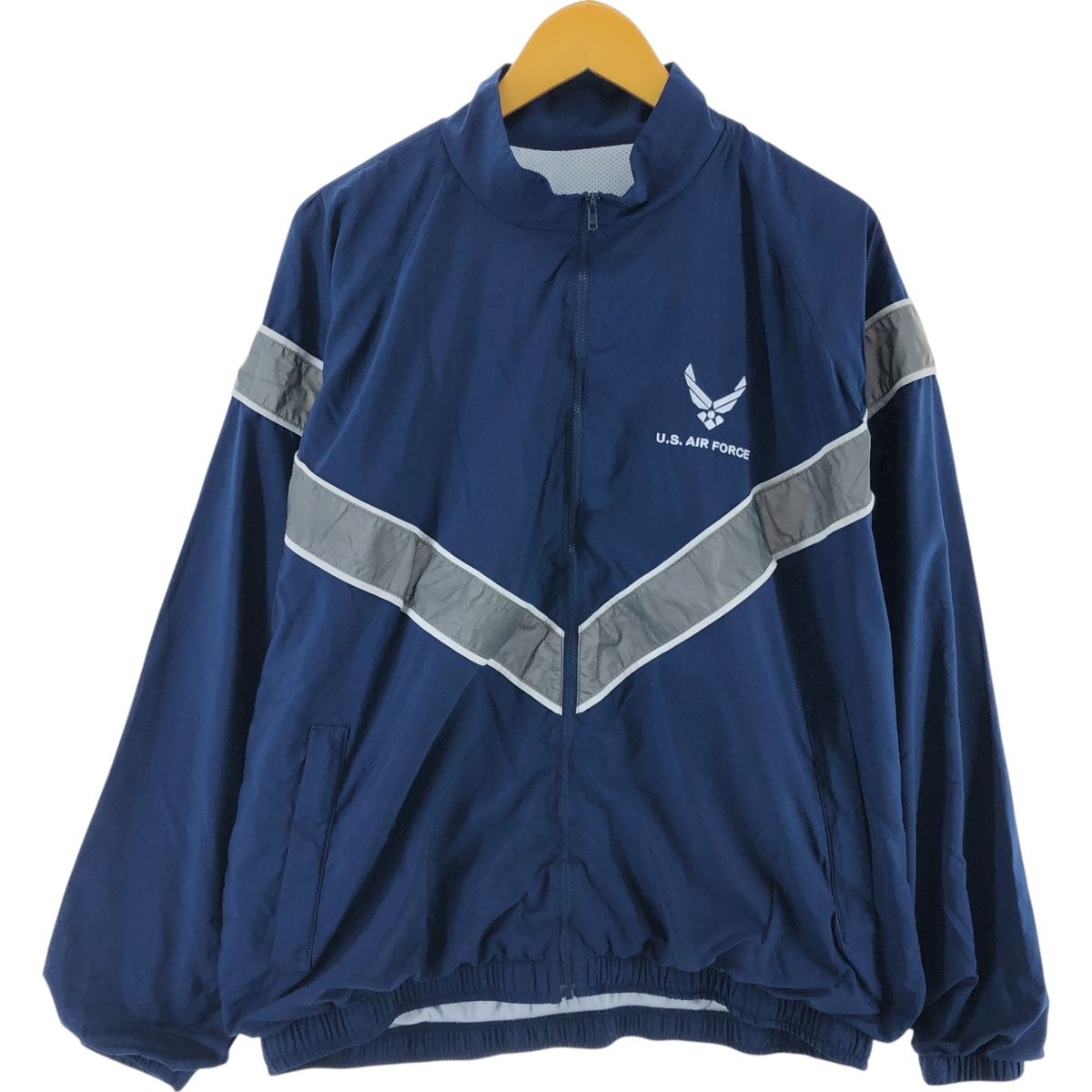 古着 00年代 米軍実品 U.S.AIR FORCE PTU トレーニングジャケット ナイロンジャケット USA製 LARGE REGULAR メンズL相当/eaa515241