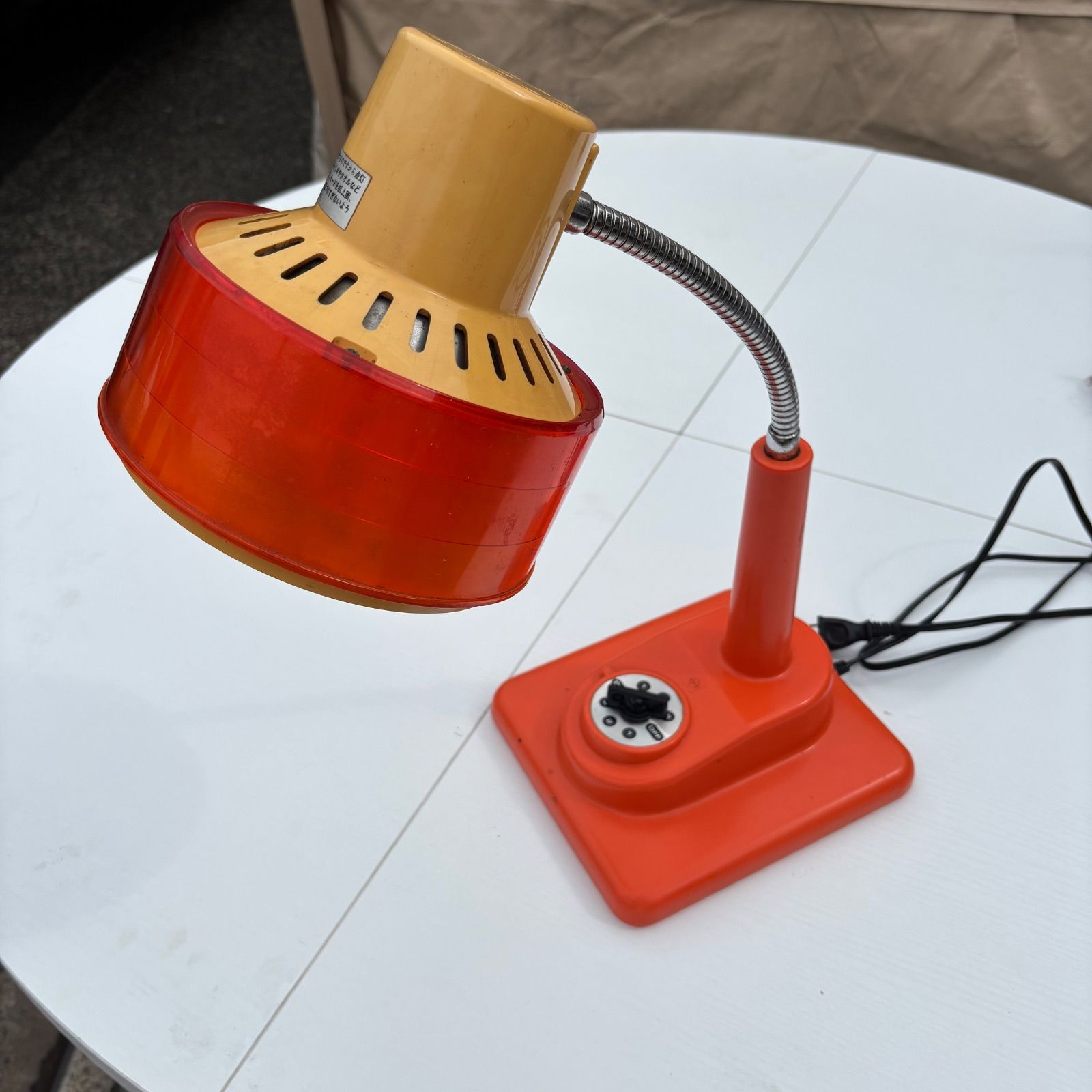 ナショナル 70s 昭和レトロ オレンジ 蛇腹アーム デスクライト 動作 済み
