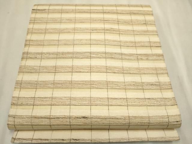 野蚕糸 ムガシルク 袋帯 全通柄 横段 未使用 イ5942 野蚕糸 ムガシルク 袋帯 全通柄 横段 イ5942 着物月花 ムガシルク 野蚕