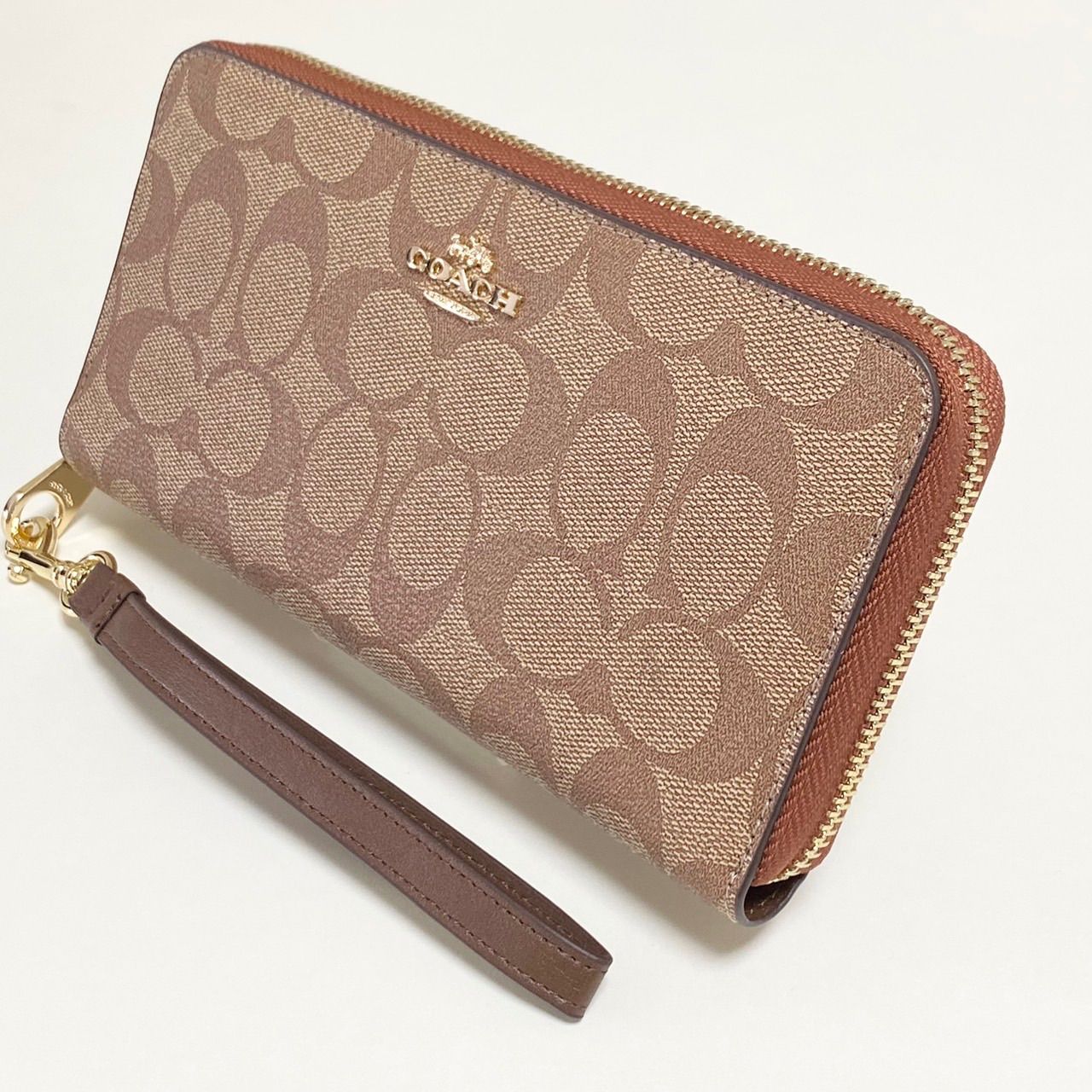 限定セール！COACH 長財布 シグネチャー ロング ジップ C4452 カーキ