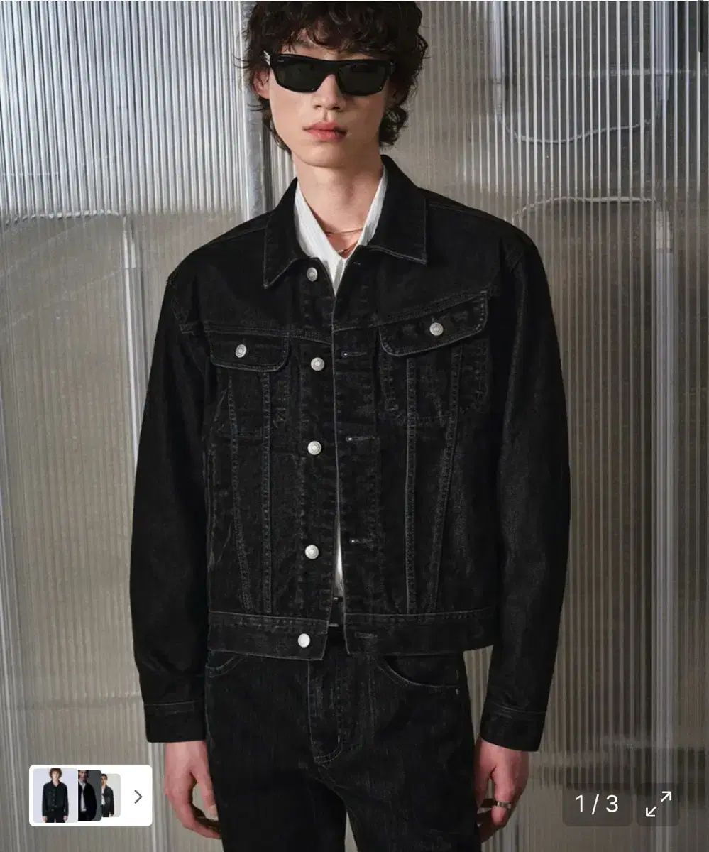 LMOOD バーボン デニム トラッカージャケット ツアーベルベット ブラック